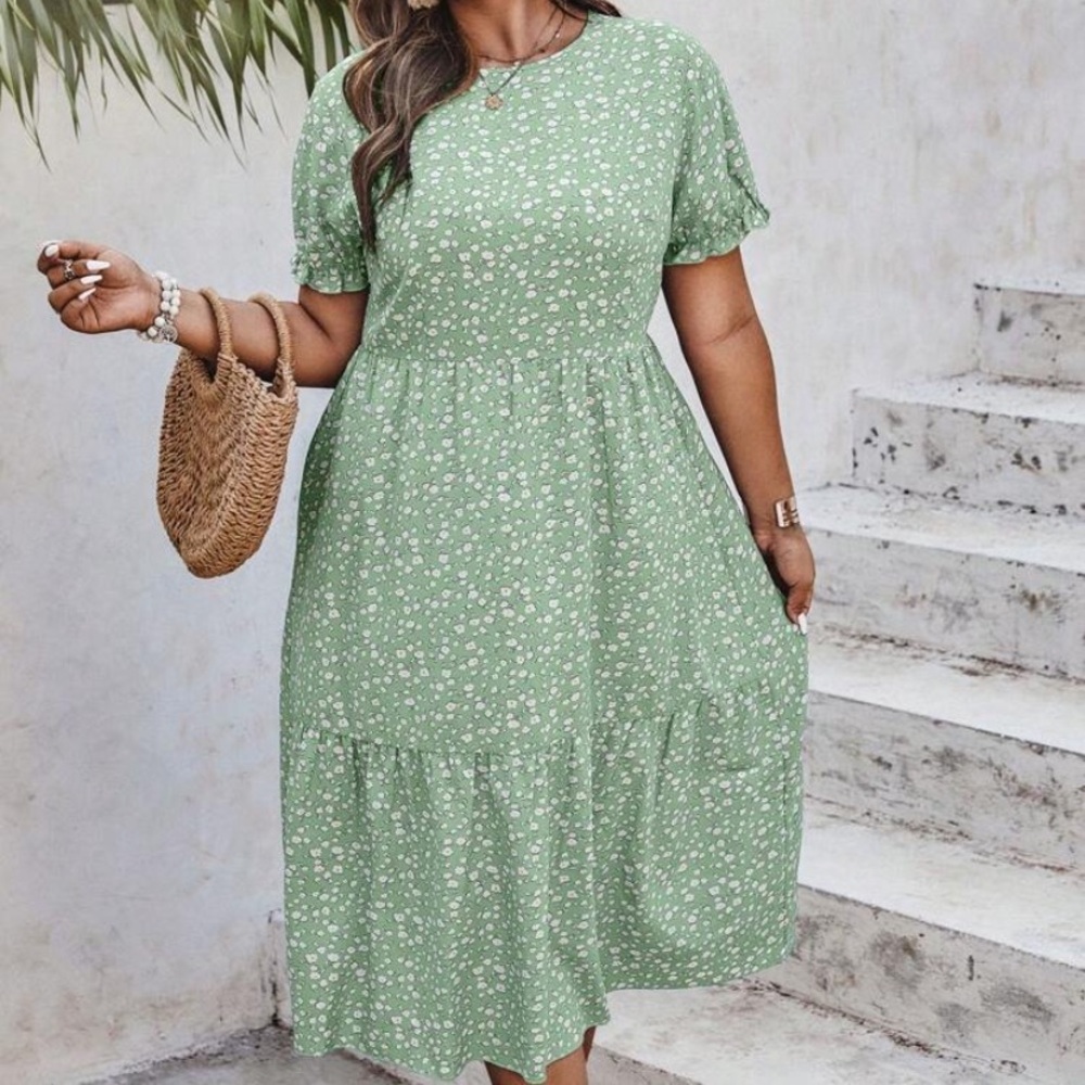Green Floral Midi Dress